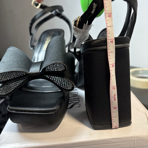 SHEIN Platform Rhinestone Bow Satin‎ Sz 8.5 Party Formal Business Office Prom - Picture 2 of 7